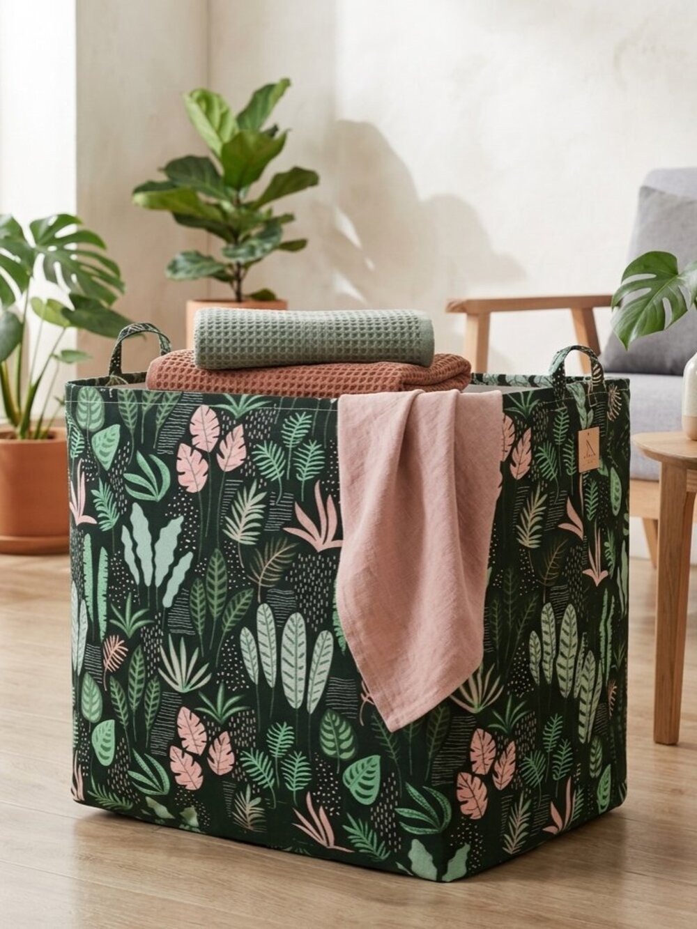 Laundry Basket Collapsible Large Cute Clothing Hamper Storage Basket with Handle